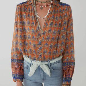 NWT Maison Hotel Ziggy Blouse in Sunset Papaya, Size Medium